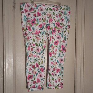 Time And Tru Floral Print Jegging Capris Pants Size 2X (20)